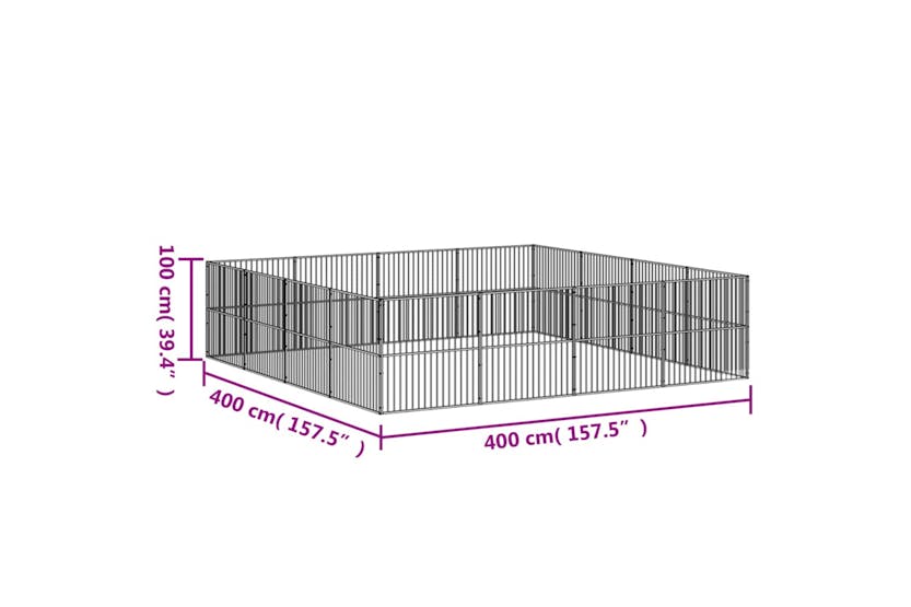 Vidaxl 3209555 Dog Playpen 16 Panels Black Galvanised Steel