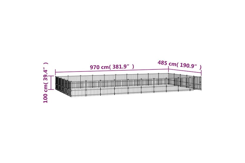 Vidaxl 3124640 Outdoor Dog Kennel Steel 47.05 M2