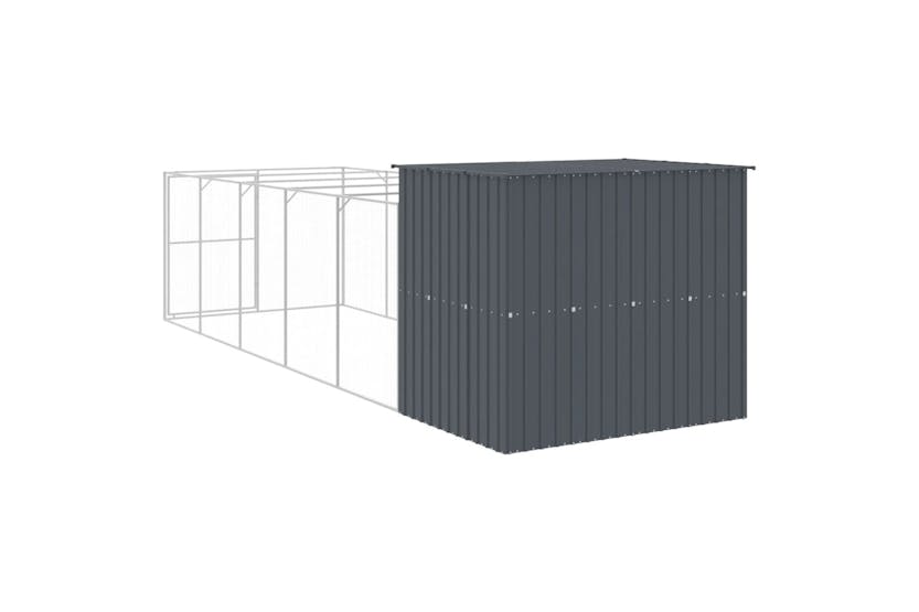 Vidaxl 3189121 Dog House With Run Anthracite 214x661x181 Cm Galvanised Steel