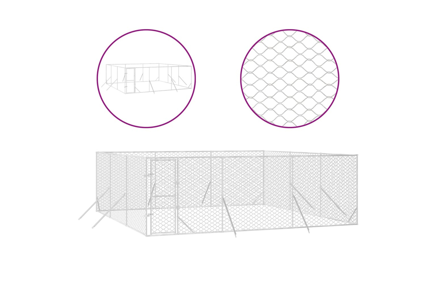 vidaXL 3190460 Outdoor Dog Kennel Silver 6x6x2 M Galvanised Steel