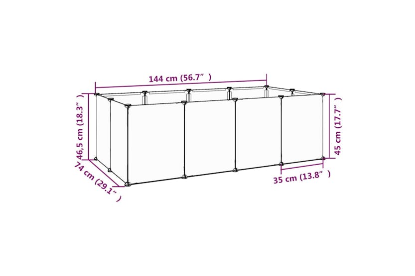 Vidaxl 340571 Small Animal Cage Black 144x74x46.5 Cm Pp And Steel