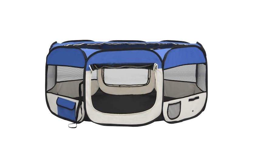 Vidaxl 171016 Foldable Dog Playpen With Carrying Bag Blue 145x145x61 Cm