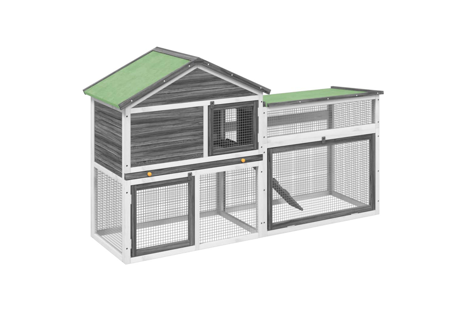 vidaXL 172277 Rabbit Hutch Grey 185.5x60.5x109.5cm Solid Wood Pine