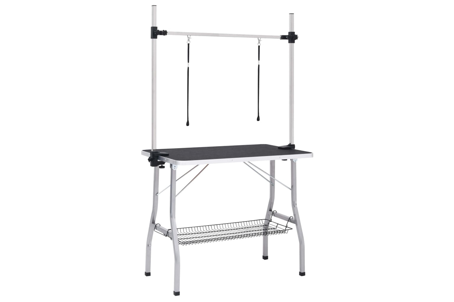 vidaXL 171069 Adjustable Dog Grooming Table With 2 Loops And Basket