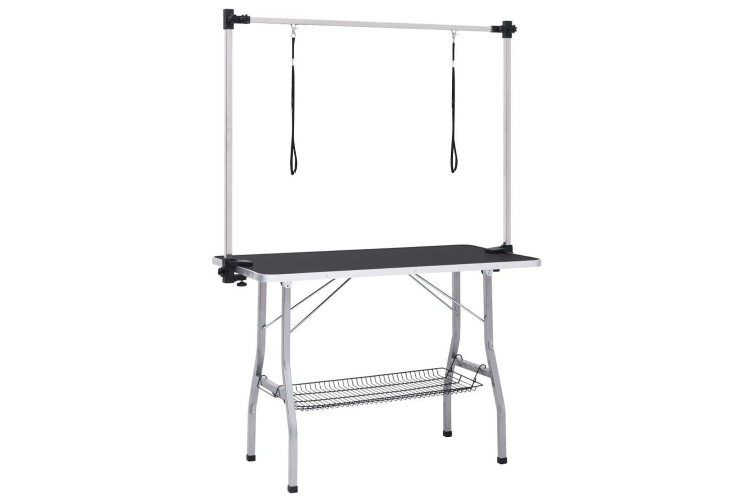 vidaXL 171070 Adjustable Dog Grooming Table With 2 Loops And Basket