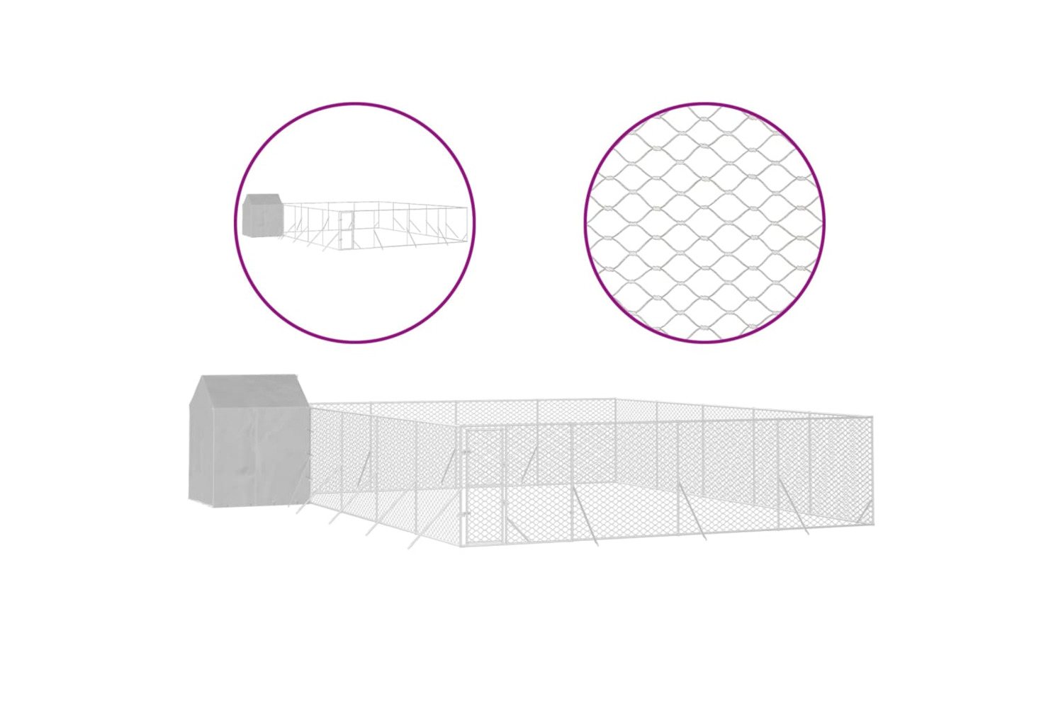 vidaXL 3190481 Outdoor Dog Kennel With Roof Silver 10x10x2.5 M Galvanised Steel