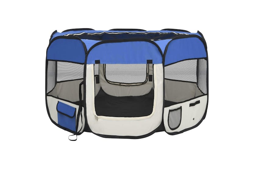 Vidaxl 171014 Foldable Dog Playpen With Carrying Bag Blue 110x110x58 Cm