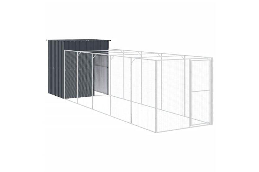 Vidaxl 3189100 Dog House With Run Anthracite 165x659x181 Cm Galvanised Steel