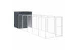 Vidaxl 3189100 Dog House With Run Anthracite 165x659x181 Cm Galvanised Steel