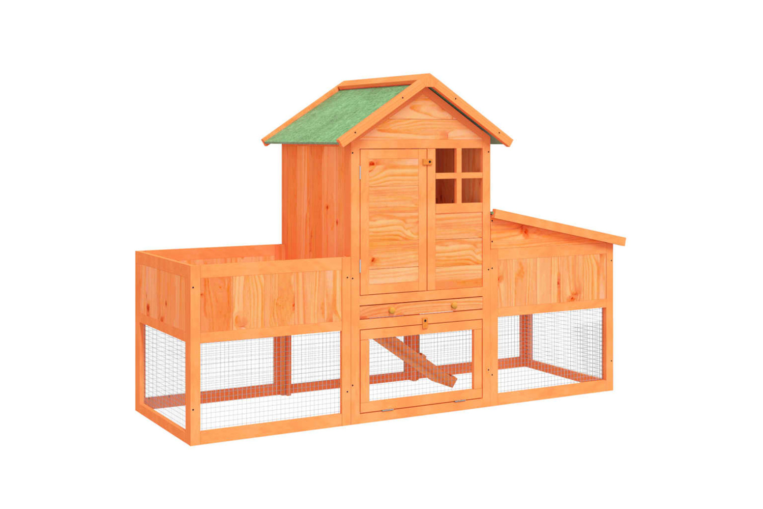 vidaXL 172292 Rabbit Hutch Brown 170x63x113cm Solid Wood Pine