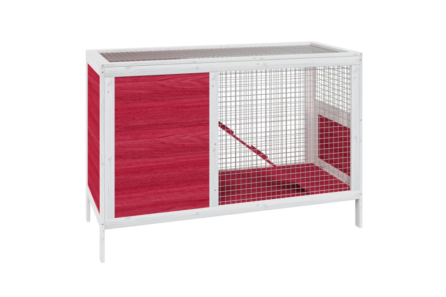 Vidaxl Rabbit Hutch Red 103x44x69.5 Cm Solid Wood Pine