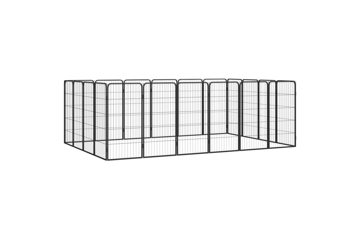 vidaXL 3115961 20-panel Dog Playpen Black 50x100cm Powder-coated Steel