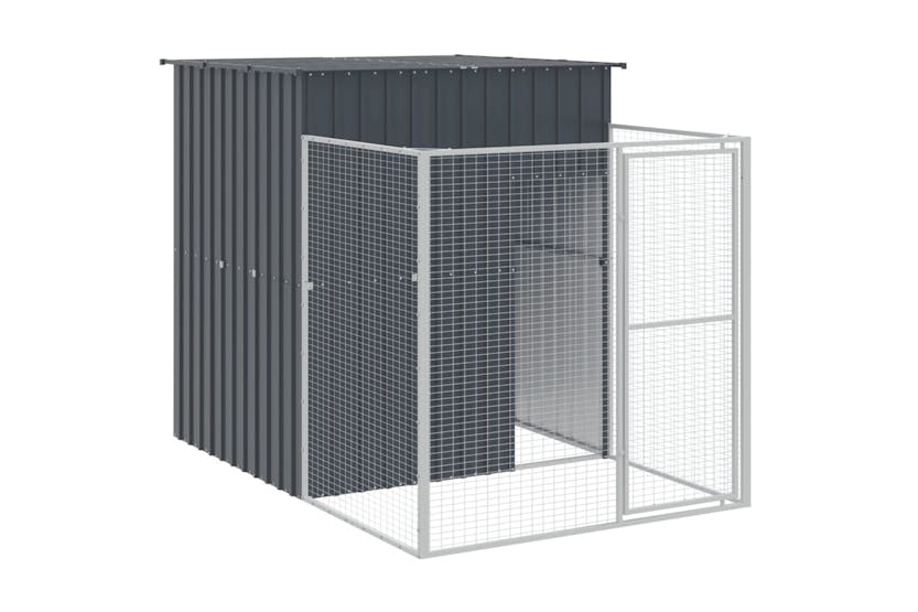 Vidaxl 3189100 Dog House With Run Anthracite 165x659x181 Cm Galvanised Steel