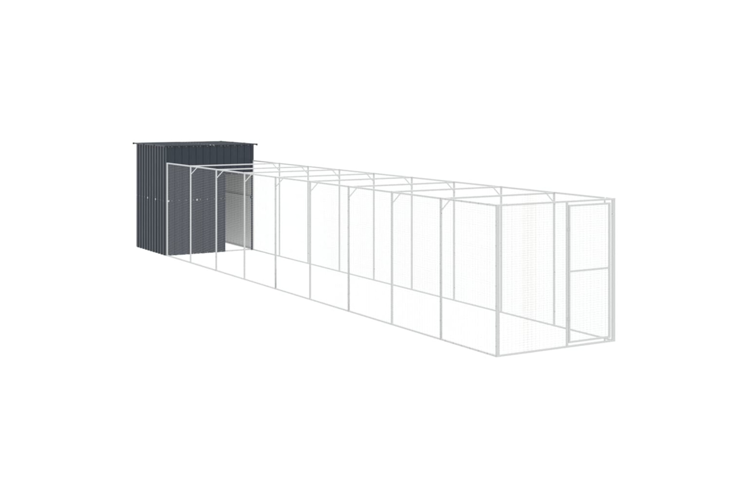 vidaXL 3189102 Dog House With Run Anthracite 165x1067x181cm Galvanised Steel