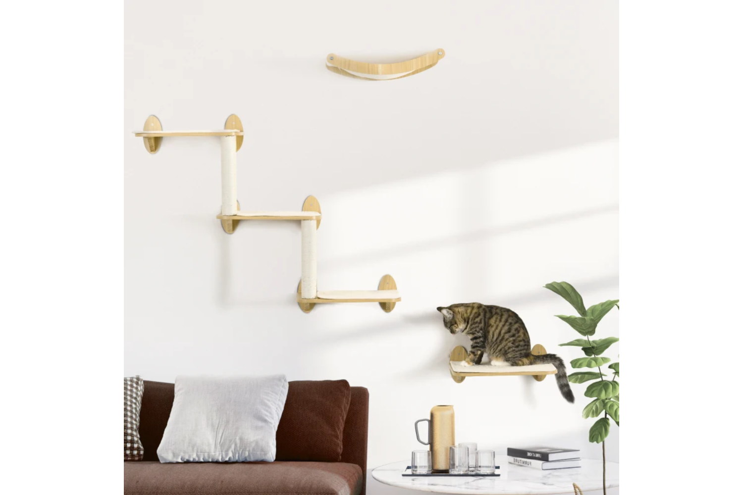PawHut Wall Mounted Cats Shelves | Multi | 3 Pieces