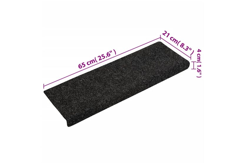 Vidaxl Stair Mats 15 Pcs Needle Punch 65x21x4 Cm Black