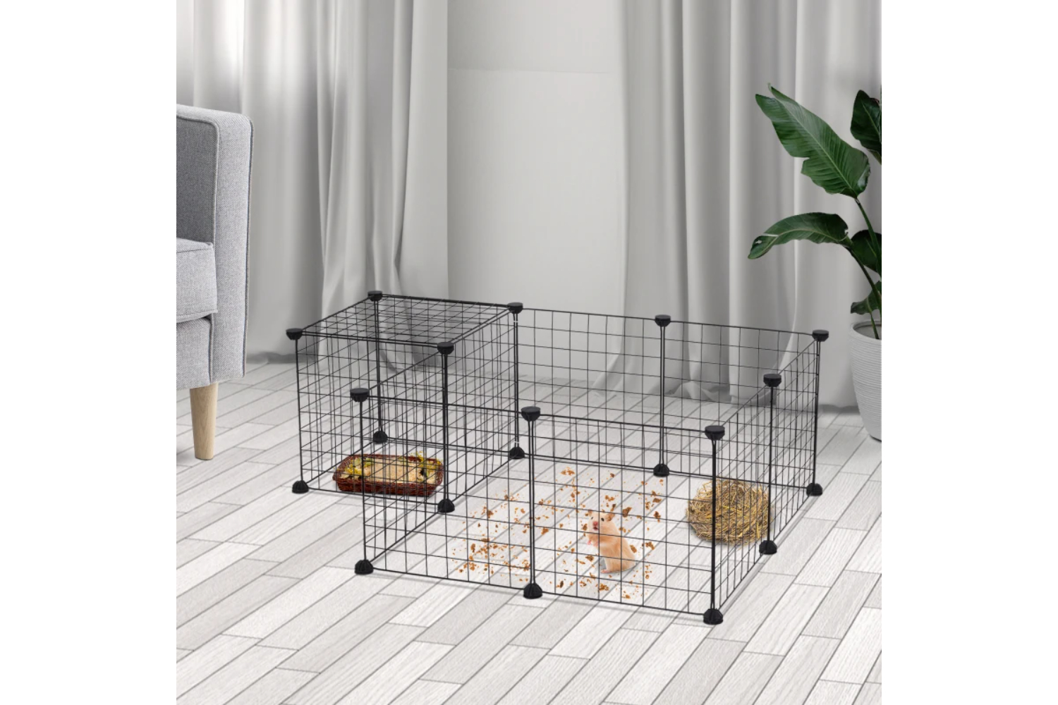 PawHut Modular Metal Wire Pet Playpen | Black