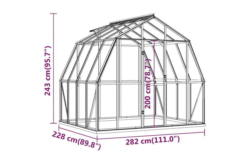 Vidaxl Greenhouse With Base Frame Anthracite 6.43 M2 Aluminium