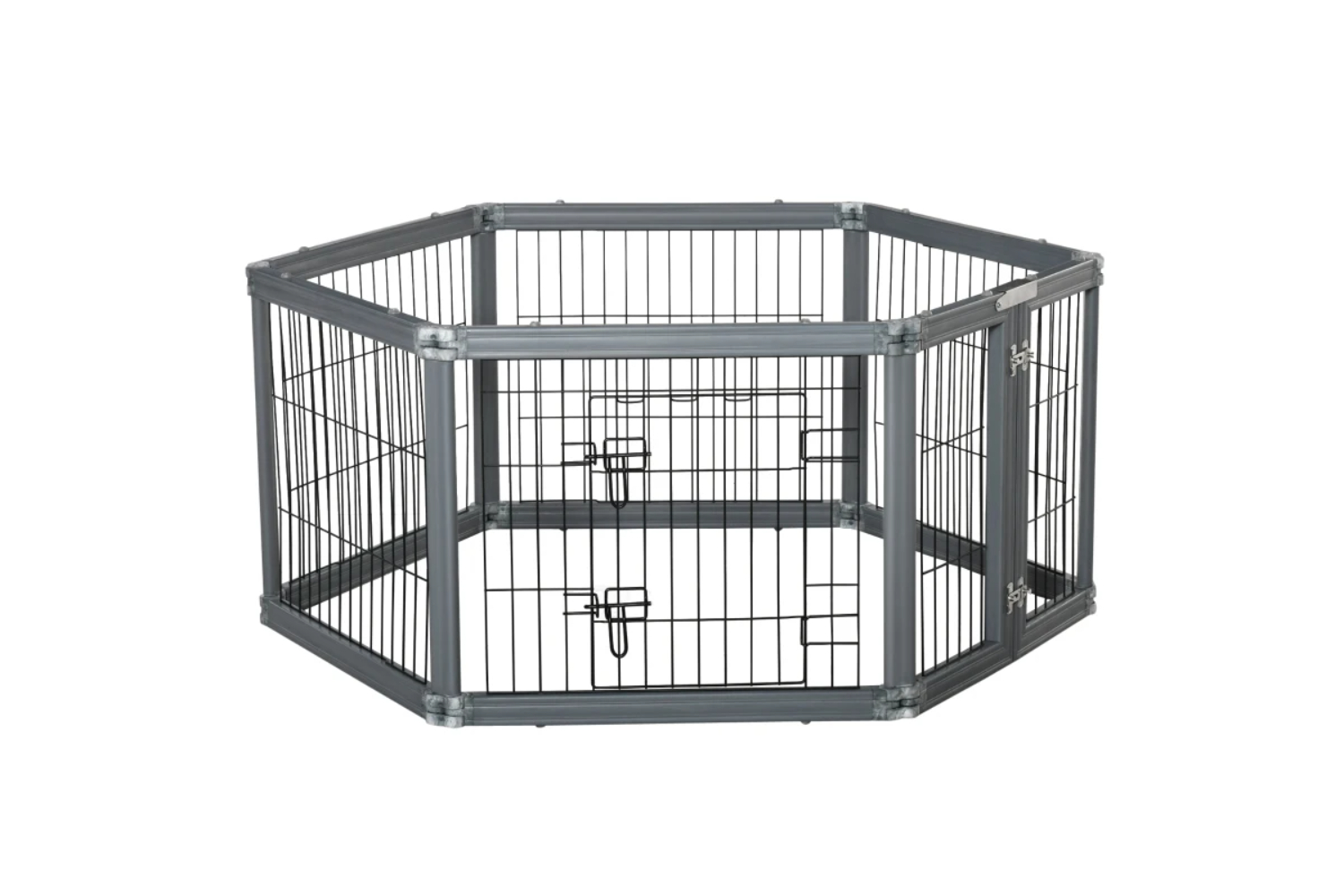 PawHut Heavy Duty Pet Playpen with Door | Grey/Black