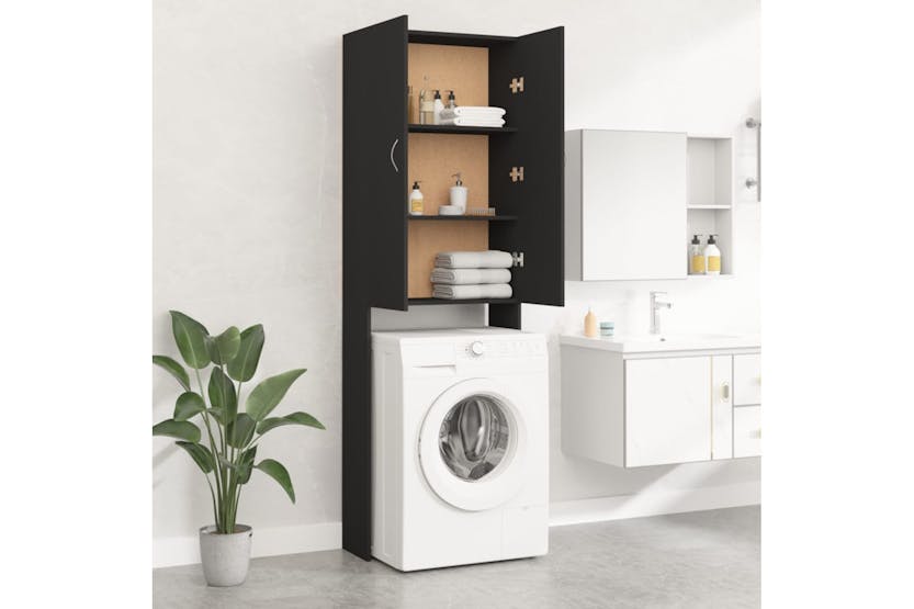 Vidaxl Washing Machine Cabinet Black 64x25.5x190 Cm