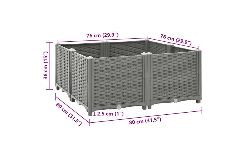 Vidaxl Raised Bed 80x80x38 Cm Polypropylene