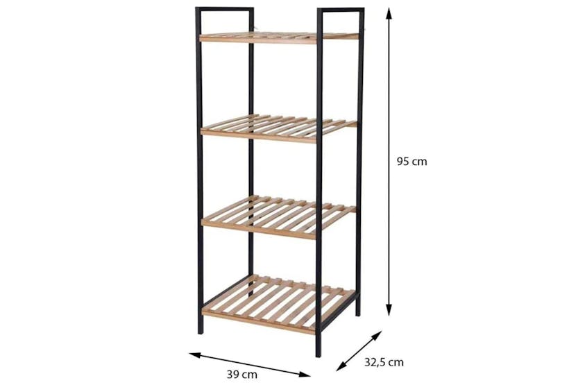 Bathroom Solutions Storage Rack With 4 Shelves Bamboo And Steel
