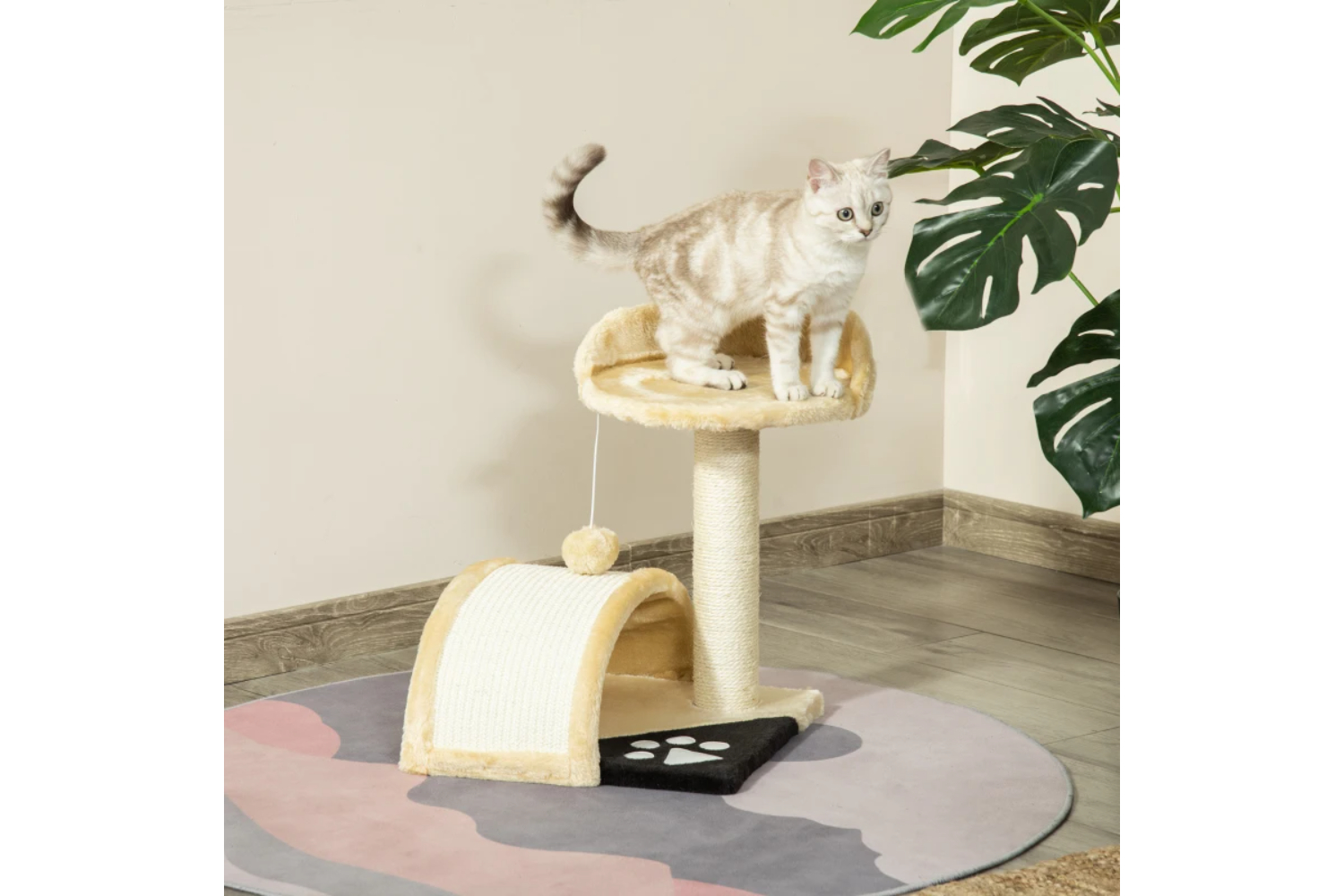 Pawhut Cat Tree Scratching Post | Beige