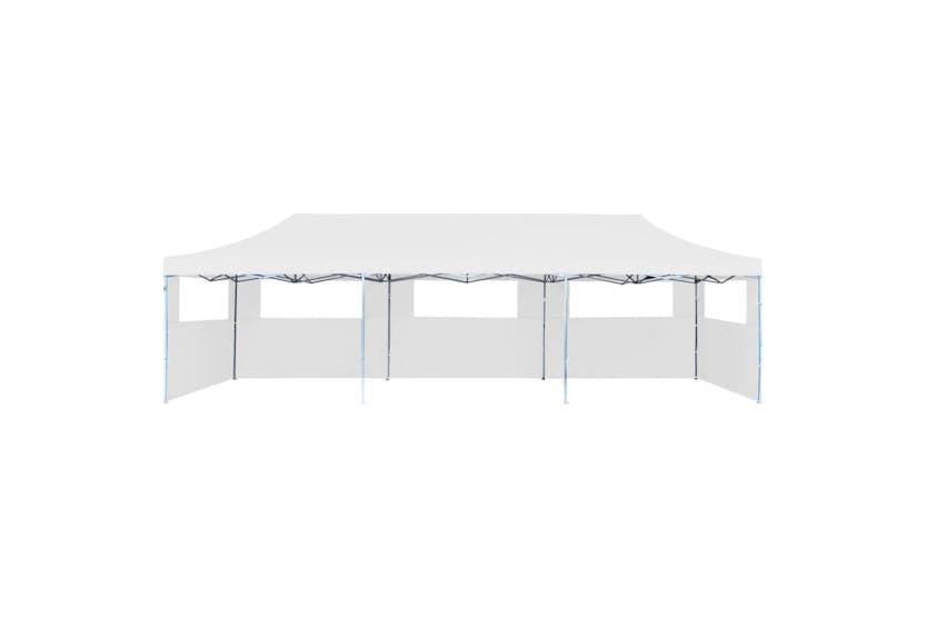 Vidaxl Folding Pop-up Party Tent With 5 Sidewalls 3x9 M White