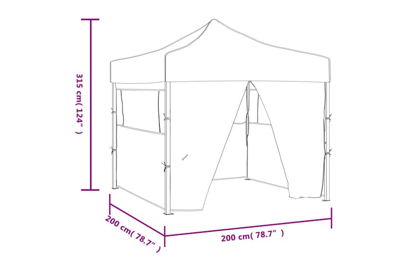 Vidaxl Professional Folding Party Tent With 4 Sidewalls 2x2 M Steel Cream