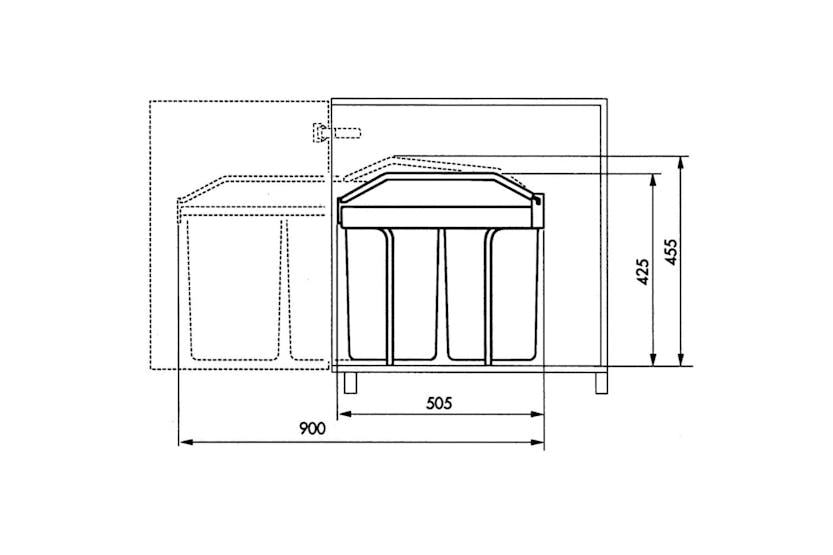 Hailo Cupboard Bin Multi-box Duo Size L 2x14 L Cream 3659-001