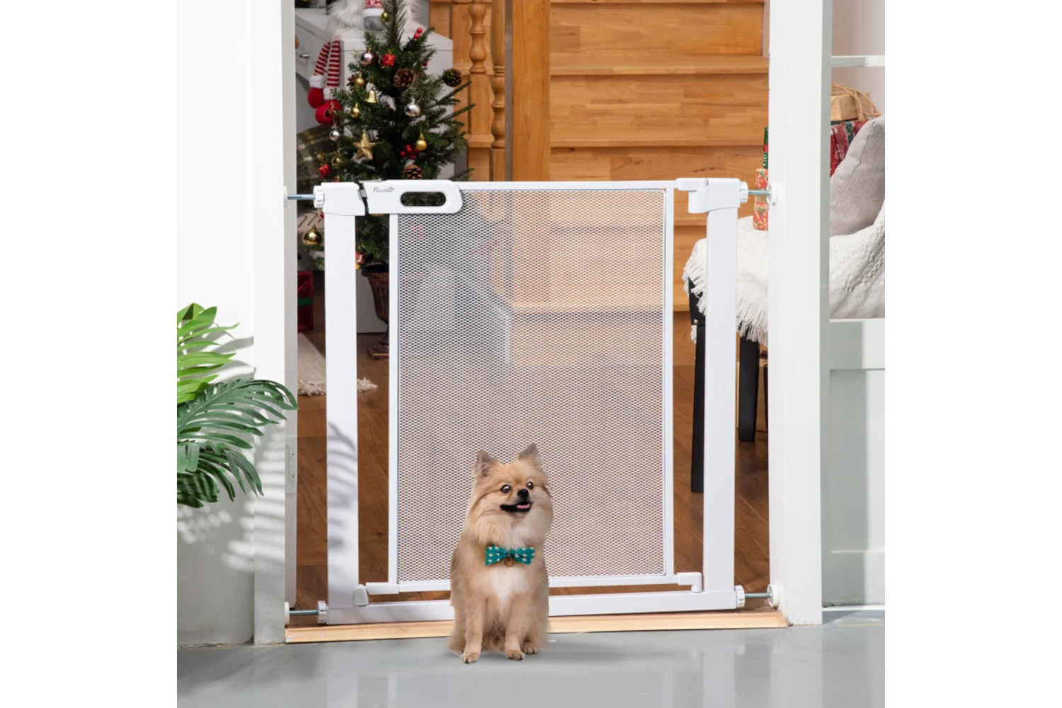 PawHut Auto Close Dog Barrier for House | White