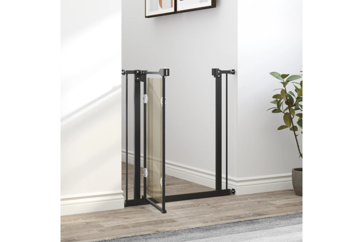 PawHut Auto-Close Pet Safety Gate | Black/Grey