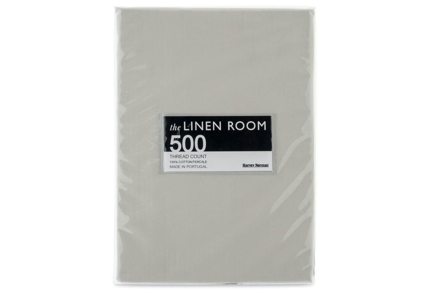The Linen Room | 500tc Cotton Percale | Grey | Fitted Sheet | Single