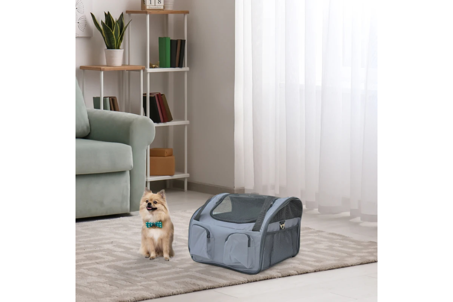 PawHut Pets Carrier Folding Bag | Grey