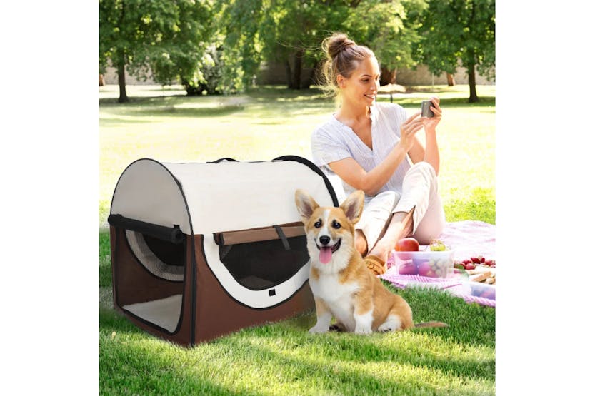 PawHut Dog Travel Crate | Brown