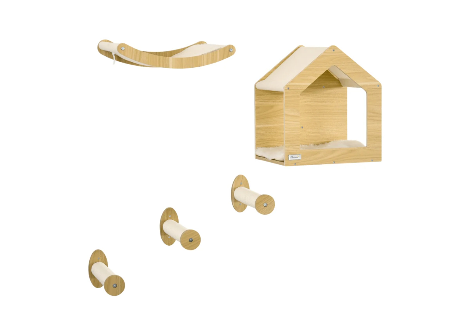 PawHut Wall Mounted Cats Shelves | 5 Pieces | Multi