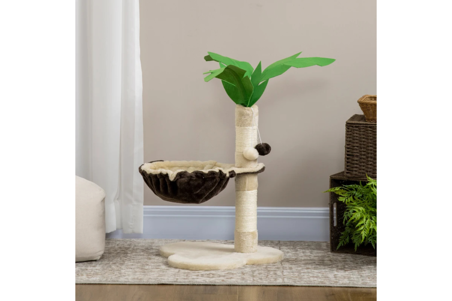 PawHut Cat Tree Scratching Post for Kitty Coconut Tree Shaped | 68cm | Multi