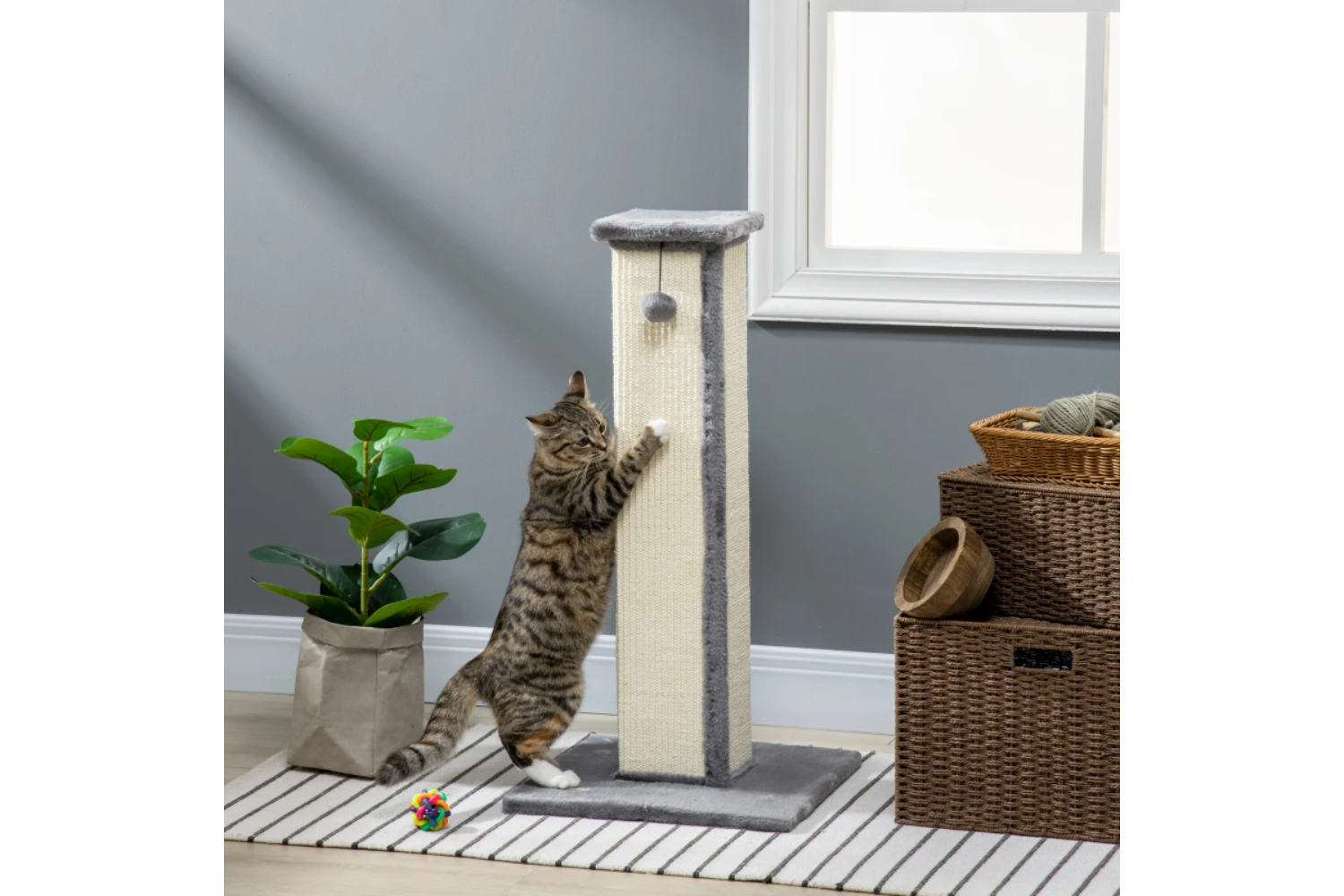 PawHut Vertical Full Scratcher with Natural Sisal Rope | Multi