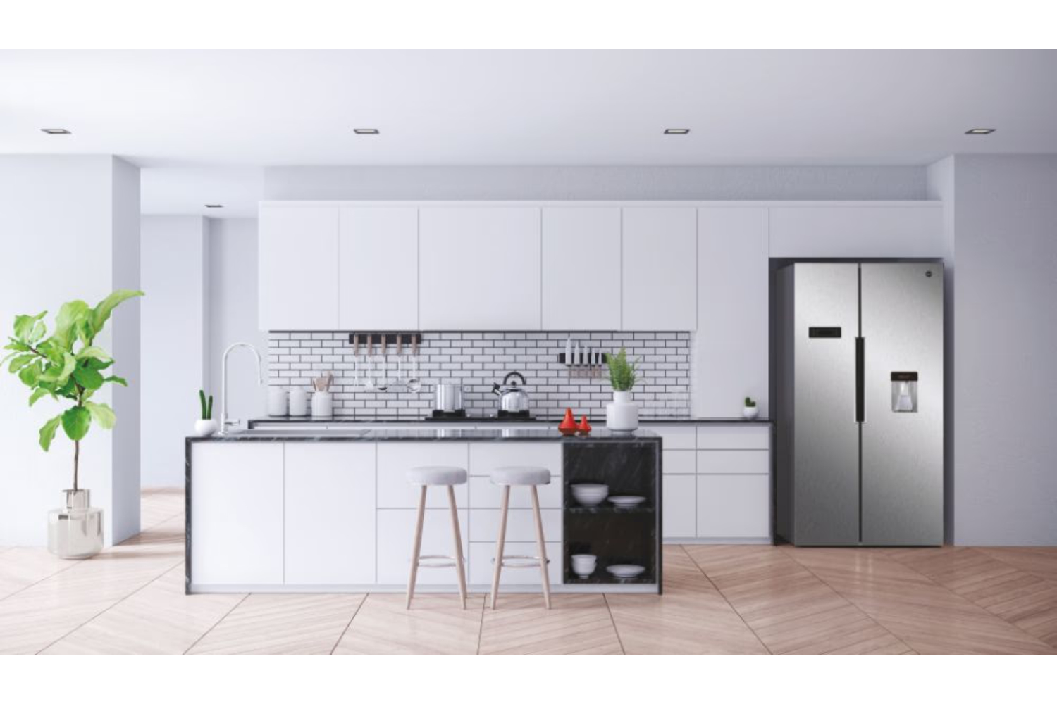 Hoover Freestanding Fridge Freezer | HHSBSO6174XWDK1