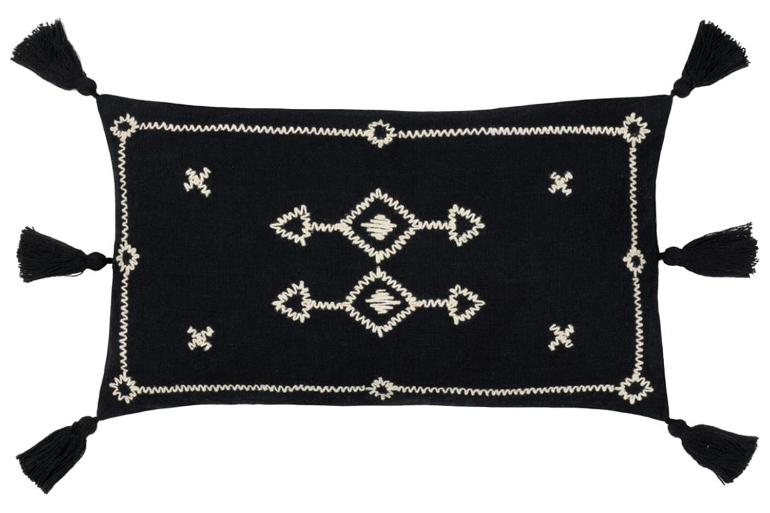 Folis Polyester Cushion | Black | 30 x 50 cm