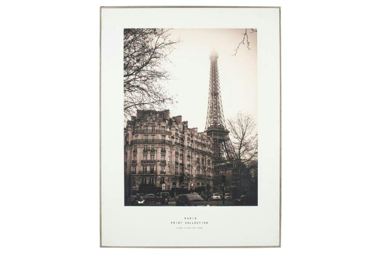 Monochrome Paris Print with Silver Frame | 80 x 60 cm
