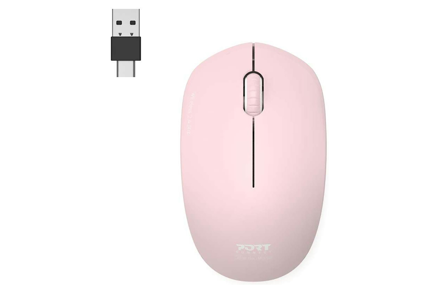 Port Designs Wireless Mouse USB-A&amp;C | Blush