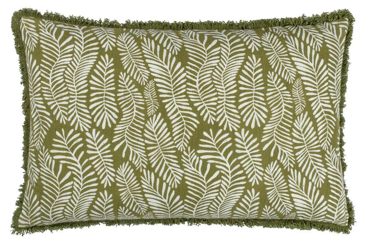 Frond Polyester Cushion | Olive | 40 x 60 cm