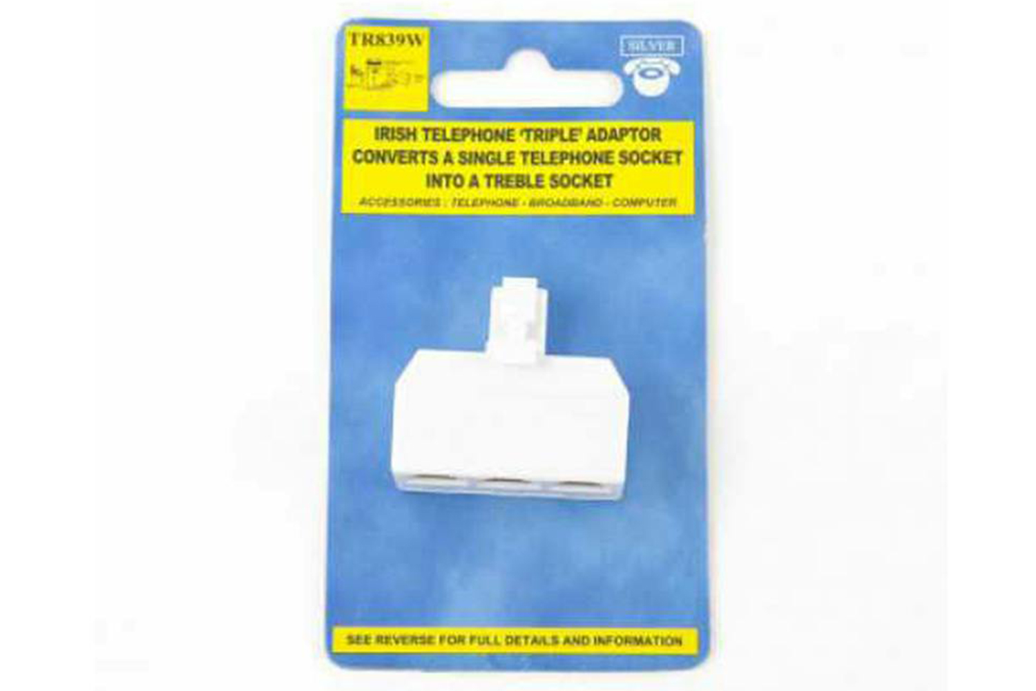 Silver Irish Telephone Triple Adaptor | TR839W