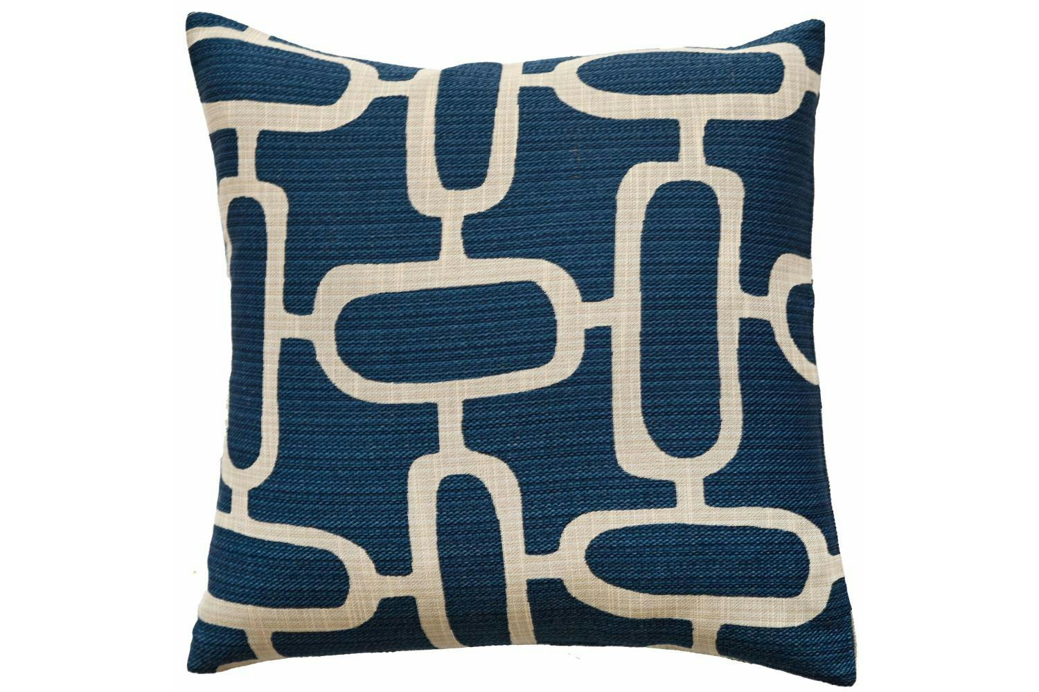Abstract Chains Jacquard Cushion | Blue/White | 50 x 50 cm