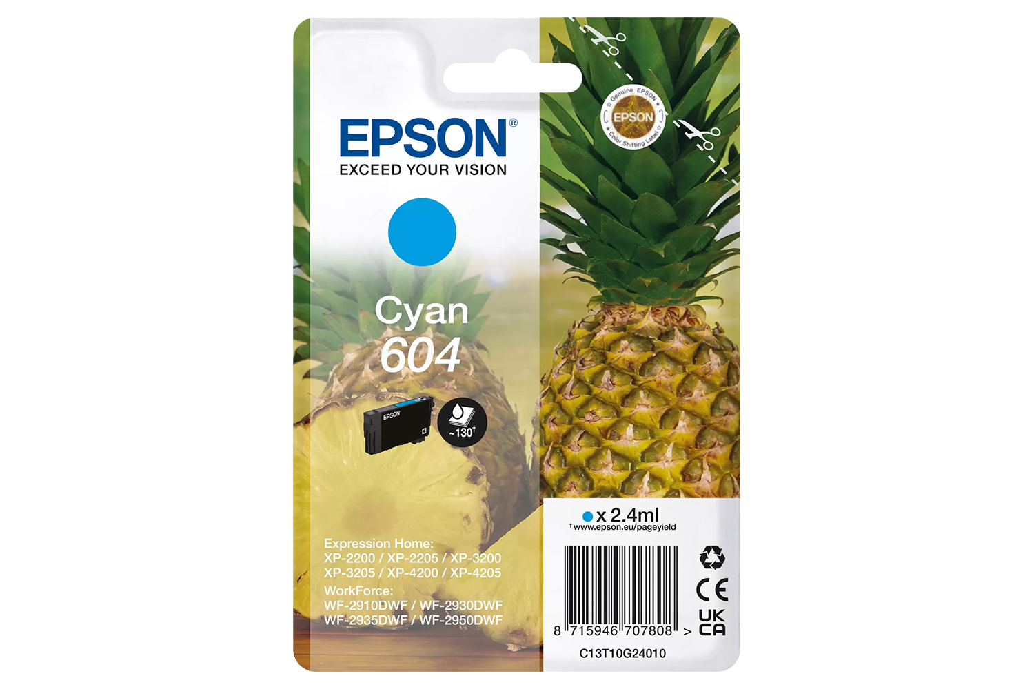 Epson 604 Pineapple Individual Genuine Ink | Cyan