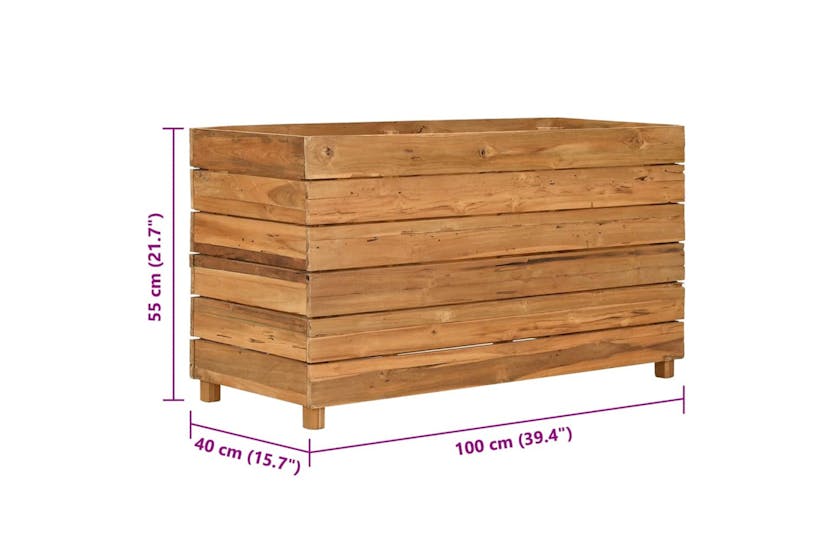 Vidaxl Raised Bed 100x40x55 Cm Recycled Teak Wood And Steel