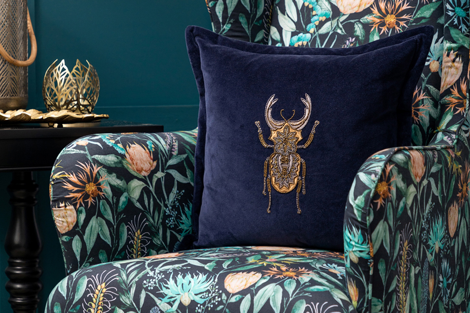 Bellatrix Feather Rich Cushion | Blue | 50 x 50 cm