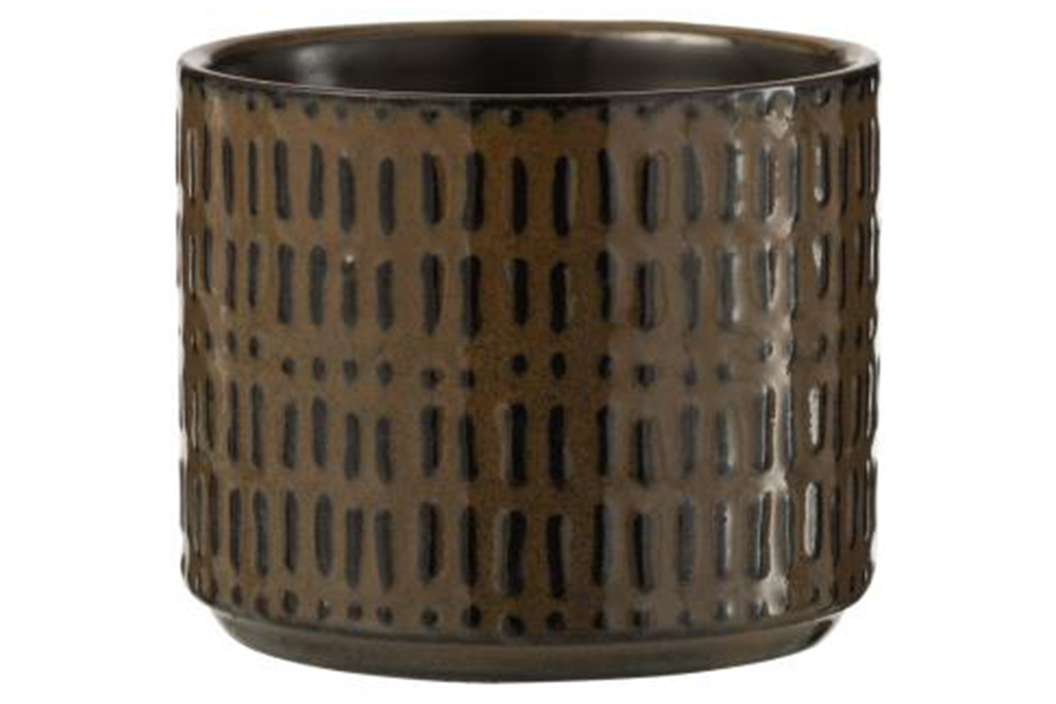 Ceramic Stripe Flowerpot | Black/Brown | Small