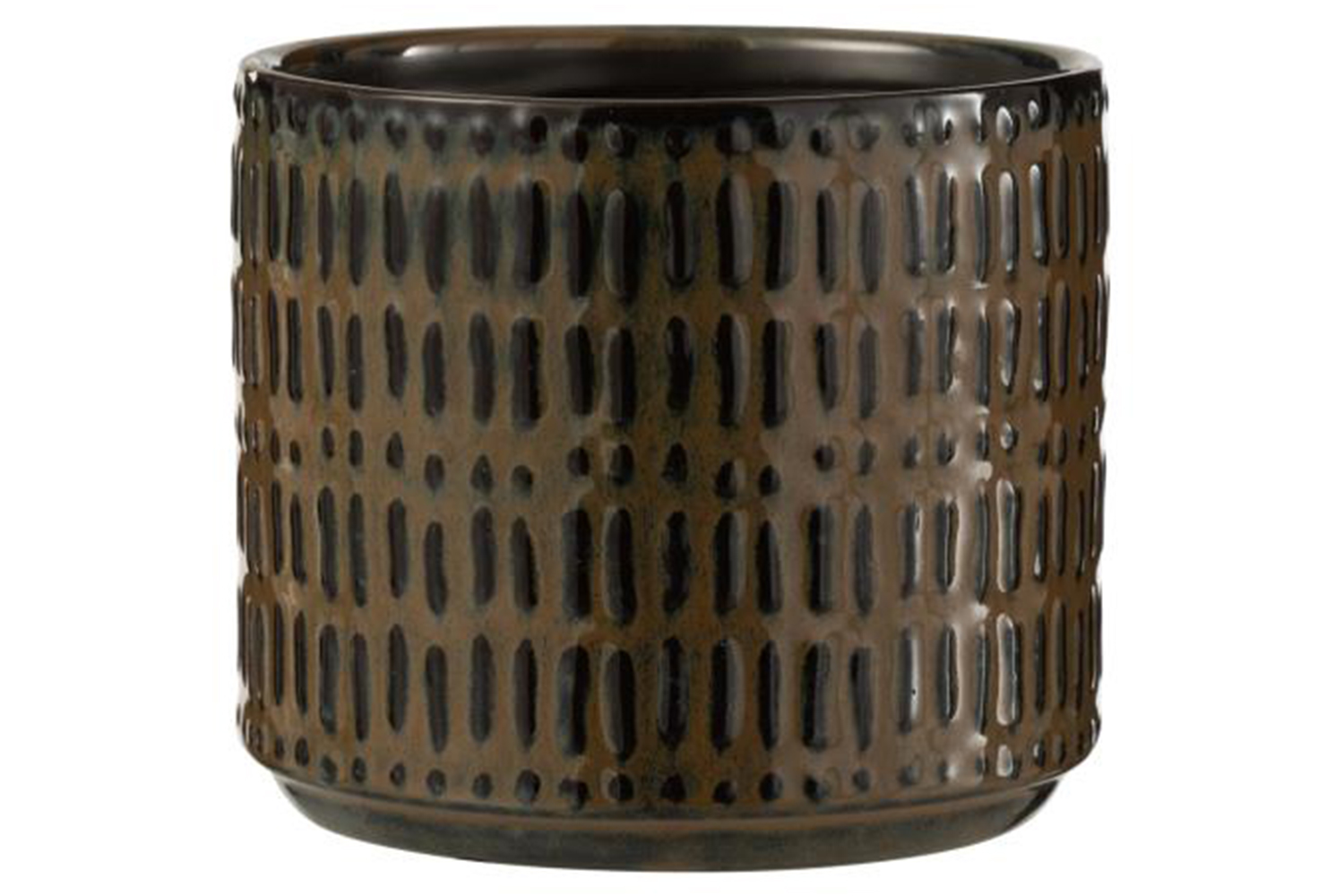 Ceramic Stripe Flowerpot | Black/Brown | Large